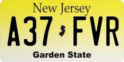 NJ license plate A37FVR