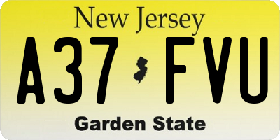 NJ license plate A37FVU