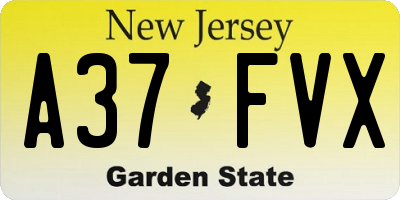 NJ license plate A37FVX