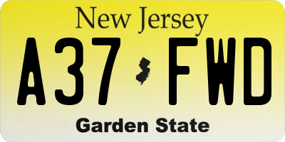 NJ license plate A37FWD
