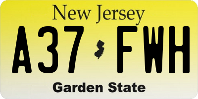 NJ license plate A37FWH