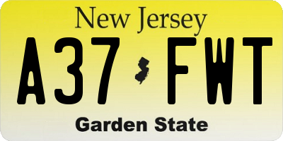 NJ license plate A37FWT