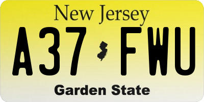 NJ license plate A37FWU