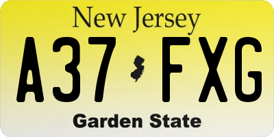 NJ license plate A37FXG