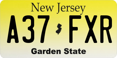 NJ license plate A37FXR