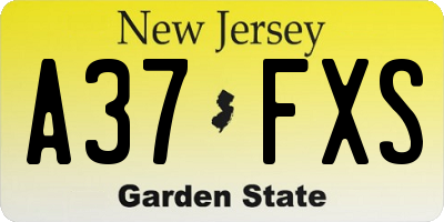 NJ license plate A37FXS