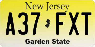 NJ license plate A37FXT