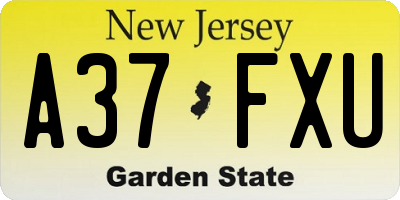 NJ license plate A37FXU
