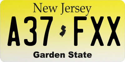 NJ license plate A37FXX