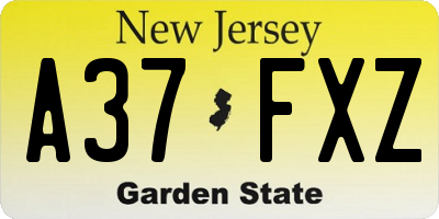 NJ license plate A37FXZ