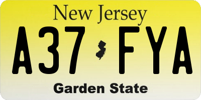 NJ license plate A37FYA