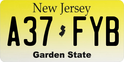 NJ license plate A37FYB
