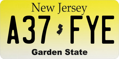 NJ license plate A37FYE
