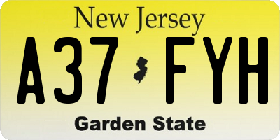 NJ license plate A37FYH