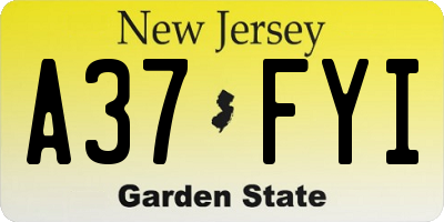 NJ license plate A37FYI