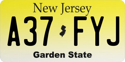 NJ license plate A37FYJ