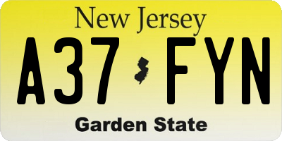 NJ license plate A37FYN