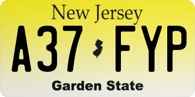NJ license plate A37FYP