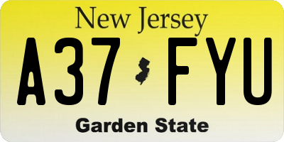 NJ license plate A37FYU