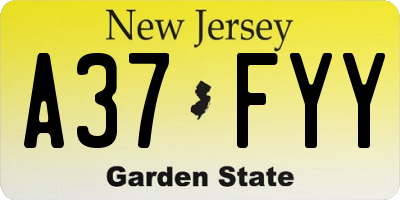 NJ license plate A37FYY