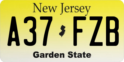 NJ license plate A37FZB