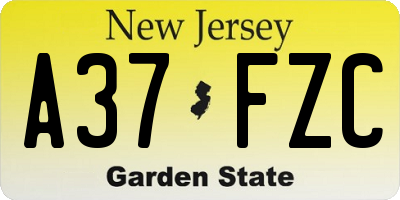 NJ license plate A37FZC