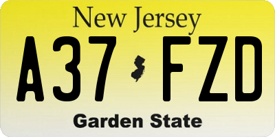 NJ license plate A37FZD