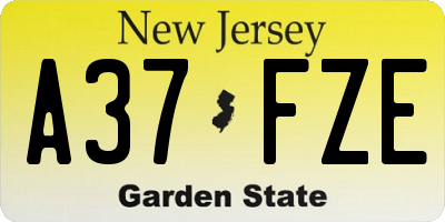 NJ license plate A37FZE