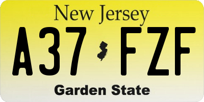 NJ license plate A37FZF