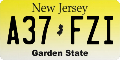 NJ license plate A37FZI