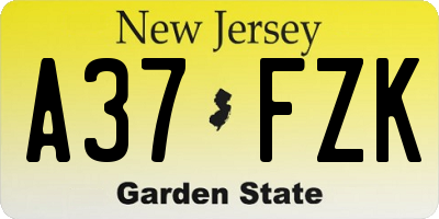 NJ license plate A37FZK