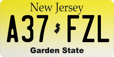 NJ license plate A37FZL