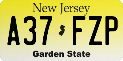 NJ license plate A37FZP