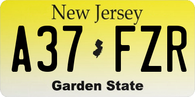 NJ license plate A37FZR