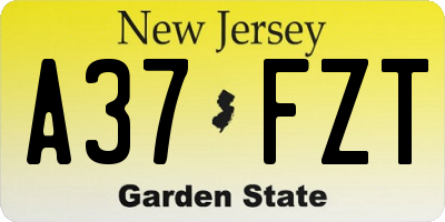 NJ license plate A37FZT