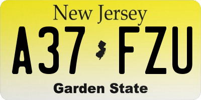 NJ license plate A37FZU