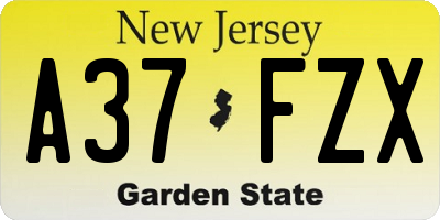 NJ license plate A37FZX