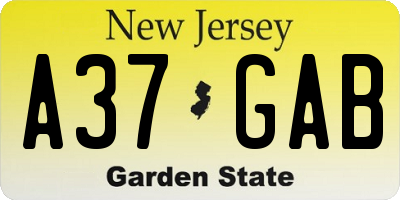 NJ license plate A37GAB