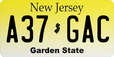 NJ license plate A37GAC