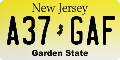 NJ license plate A37GAF