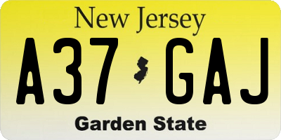 NJ license plate A37GAJ