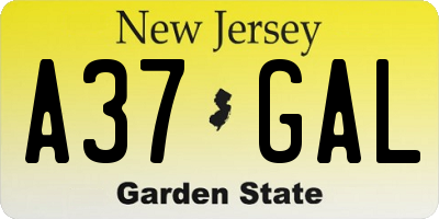 NJ license plate A37GAL