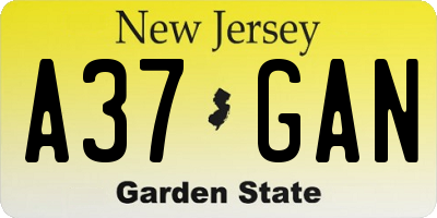 NJ license plate A37GAN