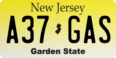 NJ license plate A37GAS