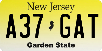 NJ license plate A37GAT