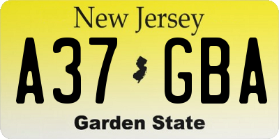 NJ license plate A37GBA