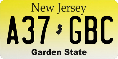 NJ license plate A37GBC