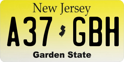 NJ license plate A37GBH