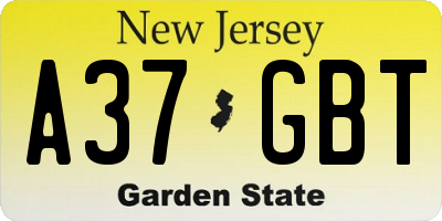 NJ license plate A37GBT