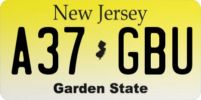NJ license plate A37GBU